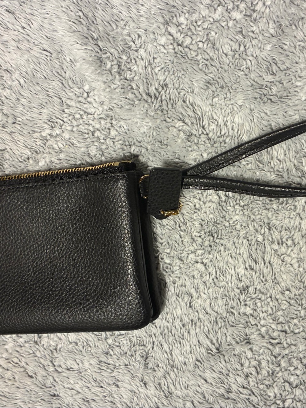 Coach Black Pebbled Leather Zip Wristlet with Gold Logo - Picture 4 of 4